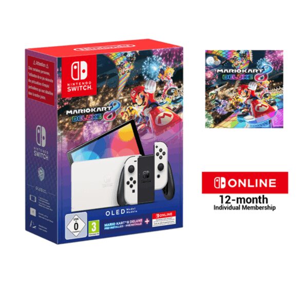 CONSOLA NINTENDO SWITCH OLED BLANCA + MARIO KART 8 DELUXE + 12 MESES ONLINE P/N: 10014334