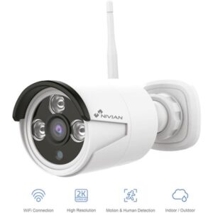 CAMARA VIGILANCIA NIVIAN EXTERIOR PARA AMPLIACION KIT CCTV KIT830W / 2K / NO FUNCIONA FORMA AUTONOMA / MICROSD HASTA 64 GB / IP65 / ETHERNET / WIFI / FUNCION REPETIDOR WIFI / NV-CAM30W
