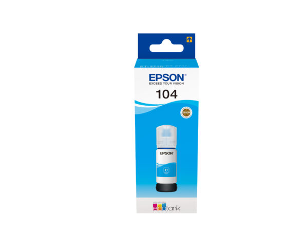 TINTA EPSON ECOTANK BOTELLA CYAN 104 / L5190 / L3156 / L3151 / L3150 / 65ml / (C13T00P240)