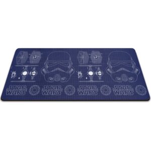 ALFOMBRILLA XL SOBREMESA STAR WARS PLANO AZUL CASCO STORMTROOPER Y TIE FIGHTER 35 X 80 cm