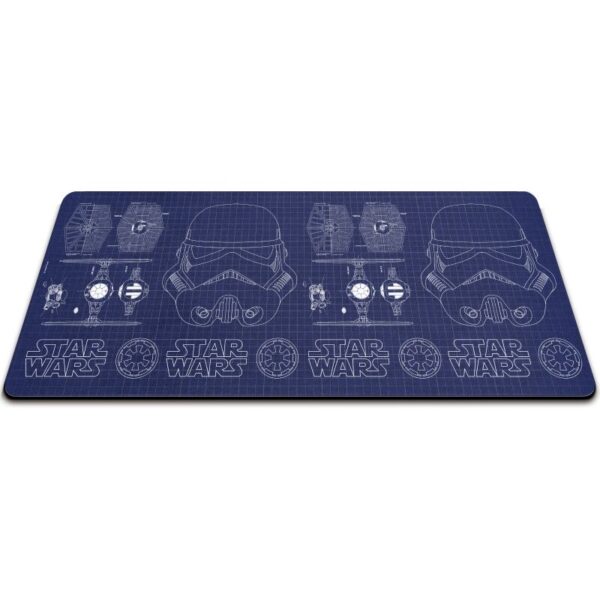ALFOMBRILLA XL SOBREMESA STAR WARS PLANO AZUL CASCO STORMTROOPER Y TIE FIGHTER 35 X 80 cm