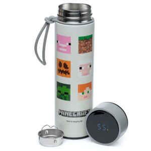 BOTELLA TERMO ACERO INOX MINECRAFT CARAS / TERMOMETRO EN TAPA / FRIOS HASTA 24 H - CALIENTES HASTA 6 H / 450 ml