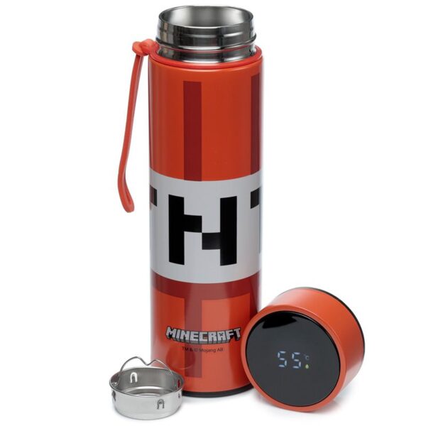 BOTELLA TERMO ACERO INOX MINECRAFT TNT / TERMOMETRO EN TAPA / FRIOS HASTA 24 H - CALIENTES HASTA 6 H / 450 ml