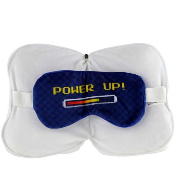 ALMOHADA VIAJE CON ANTIFAZ GAME OVER / 95% POLIESTER - 5% SPANDEX /  CON CREMALLERA PARA GUARDAR EL ANTIFAZ