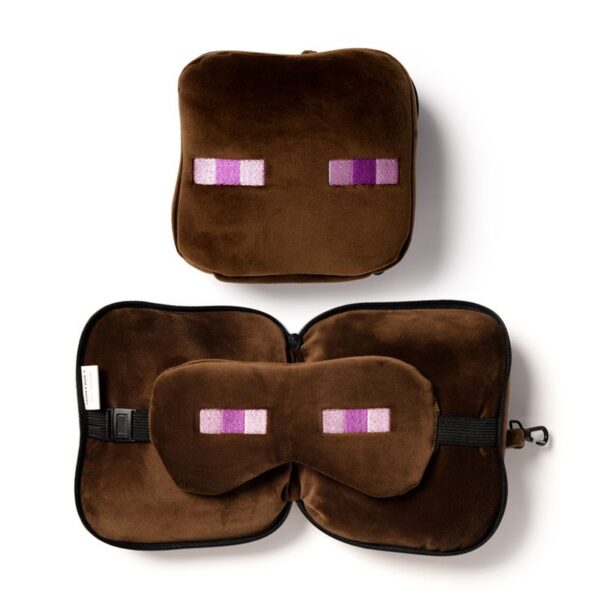 ALMOHADA VIAJE CON ANTIFAZ MINECRAFT ENDERMAN / 95% POLIESTER - 5% SPANDEX /  CON CREMALLERA PARA GUARDAR EL ANTIFAZ
