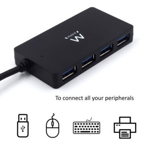 HUB USB EWENT 4 PUERTOS / USB 3.2 /  EW1134 / CON ALIMENTACION