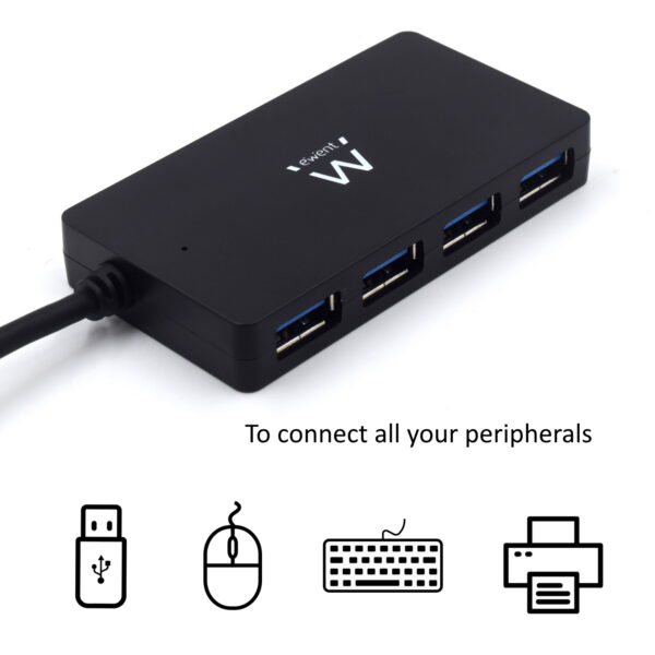 HUB USB EWENT 4 PUERTOS / USB 3.2 /  EW1134 / CON ALIMENTACION