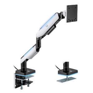 SOPORTE BRAZO MESA MONITOR EWENT ARTICULADO RGB / RESORTE GAS / HASTA 49" / 20 Kgr / NEGRO MATE - GRIS / EW1509
