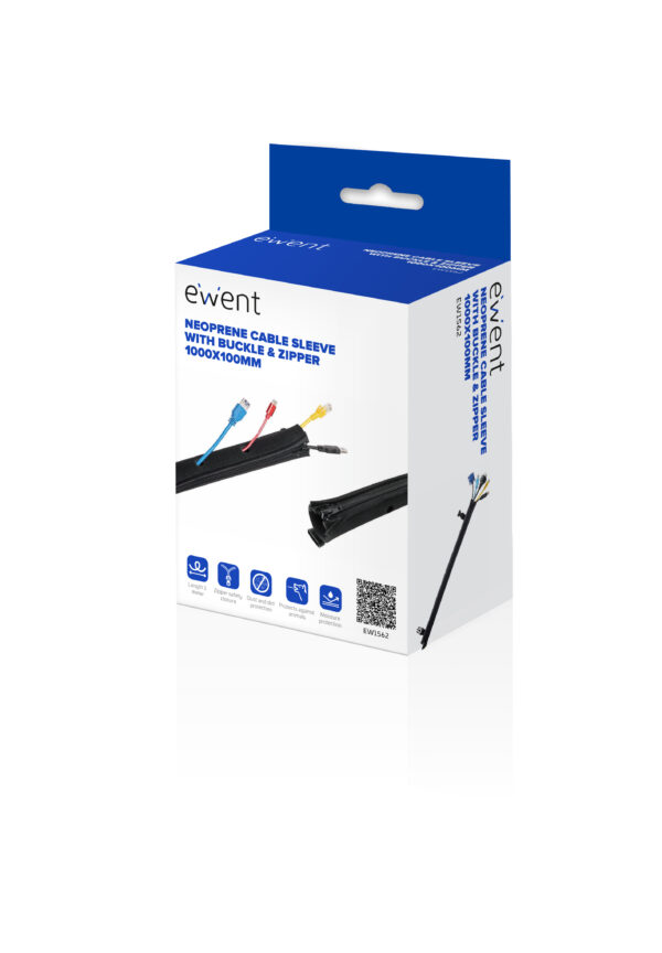 MANGUITO PROTECTOR NEOPRENO EWENT PARA GESTION CABLE CON CREMALLERA Y HEBILLAS / 1000X100 mm / ORGANIZA Y PROTEGE LOS CABLES / EW1562