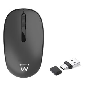 RATON EWENT INALAMBRICO CLIC SILENCIOSO / 3 BOTONES Y RUEDA / 1600DPI / WIFI / RECEPTOR DUAL USB-A Y USB-C / EW3206