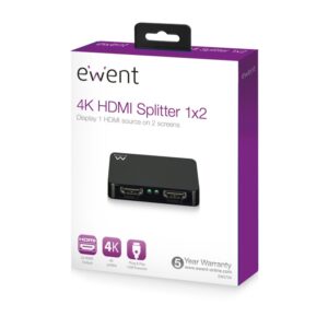 MINI SPLITTER DIVISOR 4K 60 HZ. HDMI 1x2 EW3720