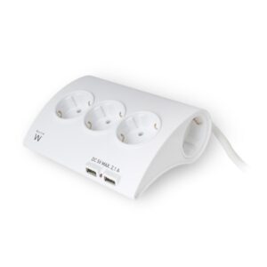 REGLETA EWENT 5 ENCHUFES SHUCO CON PROTECCION CON 2 PUERTOS USB / PARA ESCRITORIOS / CABLE 1.5 M (EW3935)