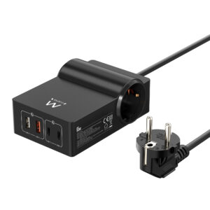 REGLETA ENCHUFES + ESTACION DE CARGA EWENT / 2XSHUKO / 2XUSB-A / 2XUSB-C / 65W / EW3992