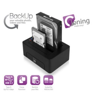 BASE TESTEO HDD SATA 3.5/2.5 EWENT DUAL USB 3.1 EW7014