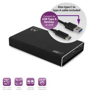 CAJA EXTERNA ALUMINIO DISCO DURO 2.5" SATA EWENT HDD/SSD / USB-C 3.2 / EW7070