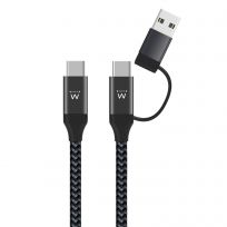CABLE EWENT USB-C 2 EN 1 / USB-A + USB-C / 1 METRO / EW9918