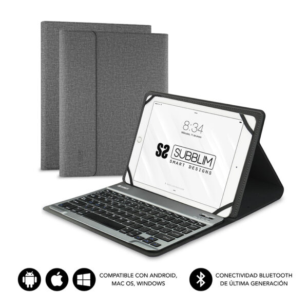 FUNDA TABLET SUBBLIM KEYTAB PRO 10.1" GRIS + TECLADO BLUETOOTH / SUB-KT2-BT0002
