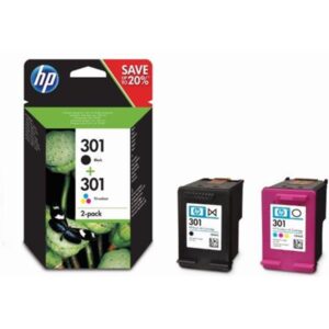 PACK TINTA DESKJET HP Nº301 NEGRO + COLOR 1000 1050 2000 2050 (N9J72AE)