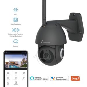 CAMARA VIGILANCIA NIVIAN EXTERIOR/ INTERIOR  MOTORIZADA WIFI NEGRA / COMPATIBLE ONVIF / 2K / DIA-NOCTURNA / MICROFONO - ALTAVOZ / MICROSD HASTA 128GB / IP65 / NVS-IPC-0S2B