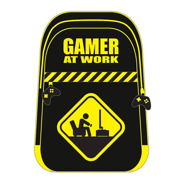 MOCHILA VIAJE NEGRA-AMARILLA PYR LICENCIA GAMING GAMER AT WORK