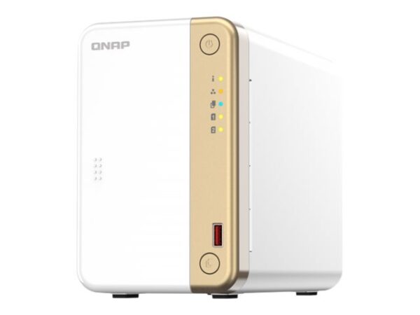 CAJA QNAP TS-262 NAS / 2 BAHIAS / 2.5" - 3.5" / RANURAS EXP. 2 X M.2 2280 / CELERON N4505 / 4 GB RAM / 1X 2.5 GIGABIT / (SIN DISCO DURO) / 2XUSB 2.0 / 2XUSB 3.2 / HDMI / TS-262-4G