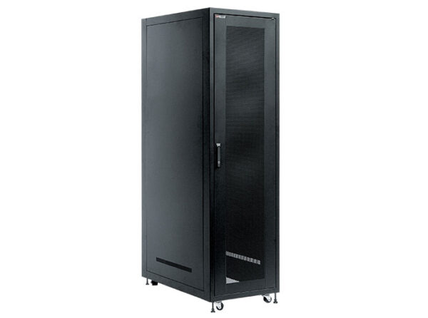 ARMARIO RACK 19" 42U 800X1000MM  ALTO 2055MM DESMONTADO / PUERTA FRONTAL ACERO PERFORADA / PANELES LATERALES DESMONTABLES / 4 RUEDAS CON PATAS DE NIVELACION / NEGRO / WPN-RSA-42810-B