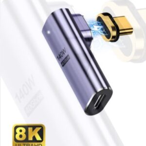 ADAPTADOR EWENT MAGNETICO USB TIPO-C MACHO 90º A USB A HEMBRA 4.0 / 100W / 8K / 60Hz EC1049
