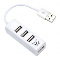 HUB USB EWENT EW1122 / 4 PUERTOS USB 2.0 / CABLE 12 CM / BLANCO