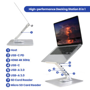DOCKING STATION SOPORTE PORTATIL EWENT ALUMINIO / 7 EN 1 / 2XUSB-C / 2XUSB-A 3.0 / HDMI / SD CARD / MICRO SD CARD / EW1269