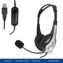 AURICULAR + MICROFONO EWENT EW3565 / ESTEREO / USB / CABLE 2.1 METROS