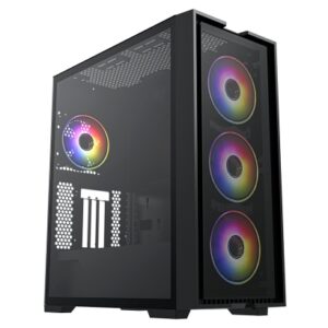 CARCASA HIDITEC H2 AIR ARGB NEGRA / E-ATX / 4 VENTILADORES N18 ARGB 120MM / CAPACIDAD HASTA 9 VENTILADORES Y REFRIF.LIQUIDA 360MM / CHA010040