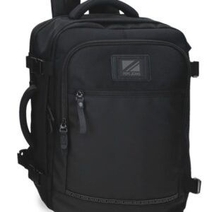 MOCHILA DE VIAJE CABINA PEPE JEANS STRATFORD POLYESTER NEGRA GRAN CAPACIDAD / VARIOS COMPARTIMENTOS / PORTATIL 15.6" / TABLET / BOLSA DE EQUIPAJE / INCLUYE PUERTO DE CARGA USB / 7042444