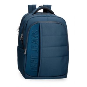 MOCHILA DE VIAJE CABINA PEPE JEANS ANCOR POLYESTER AZUL MARINO GRAN CAPACIDAD / VARIOS COMPARTIMENTOS / PORTATIL 15.6" / TABLET / BOLSA DE EQUIPAJE / INCLUYE PUERTO DE CARGA USB / 7012341