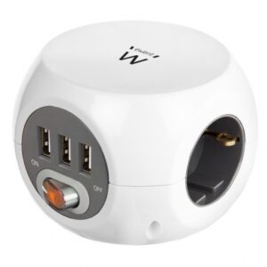 REGLETA ENCHUFES CARGADOR CASA RED EWENT BLANCO EW3939 CON 3 SCHUCO Y 3 USB 2.4 Amp